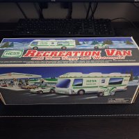 This is a 1998 Hess Recreation Van with Dune Buggy and Motorcycle in its original packaging.